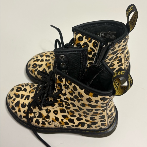 Dr. Martens Kids Delaney Leopard Print Combat Boots | Size 12 | Animal Print - Picture 2 of 4